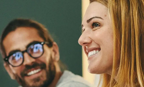 Man and woman in a meeting