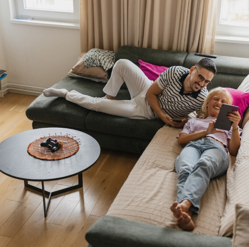 Couple lying on the couch